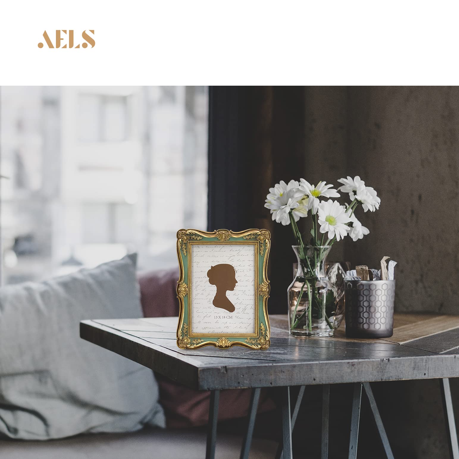 AELS 5x7 Inch Vintage Picture Frame, Elegant Antique Photo Frames with Glass Front, Photo Display, Tabletop Wall Hanging, Gift I